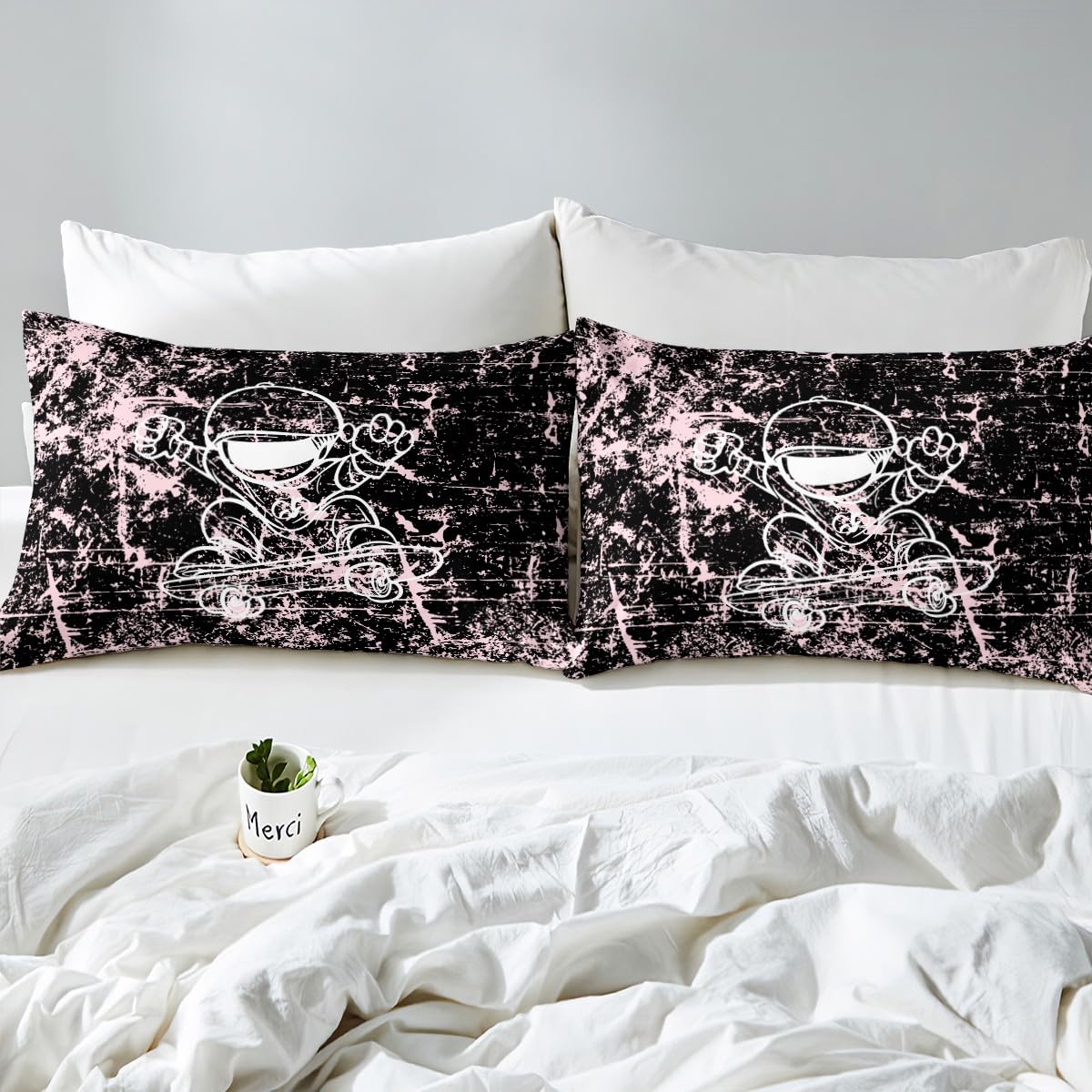 Homewish Copripiumino Graffiti 140x200 – Microfibra 100% Poliestere, Con 1 Federa, Street Art Hip Hop Per Ragazzi