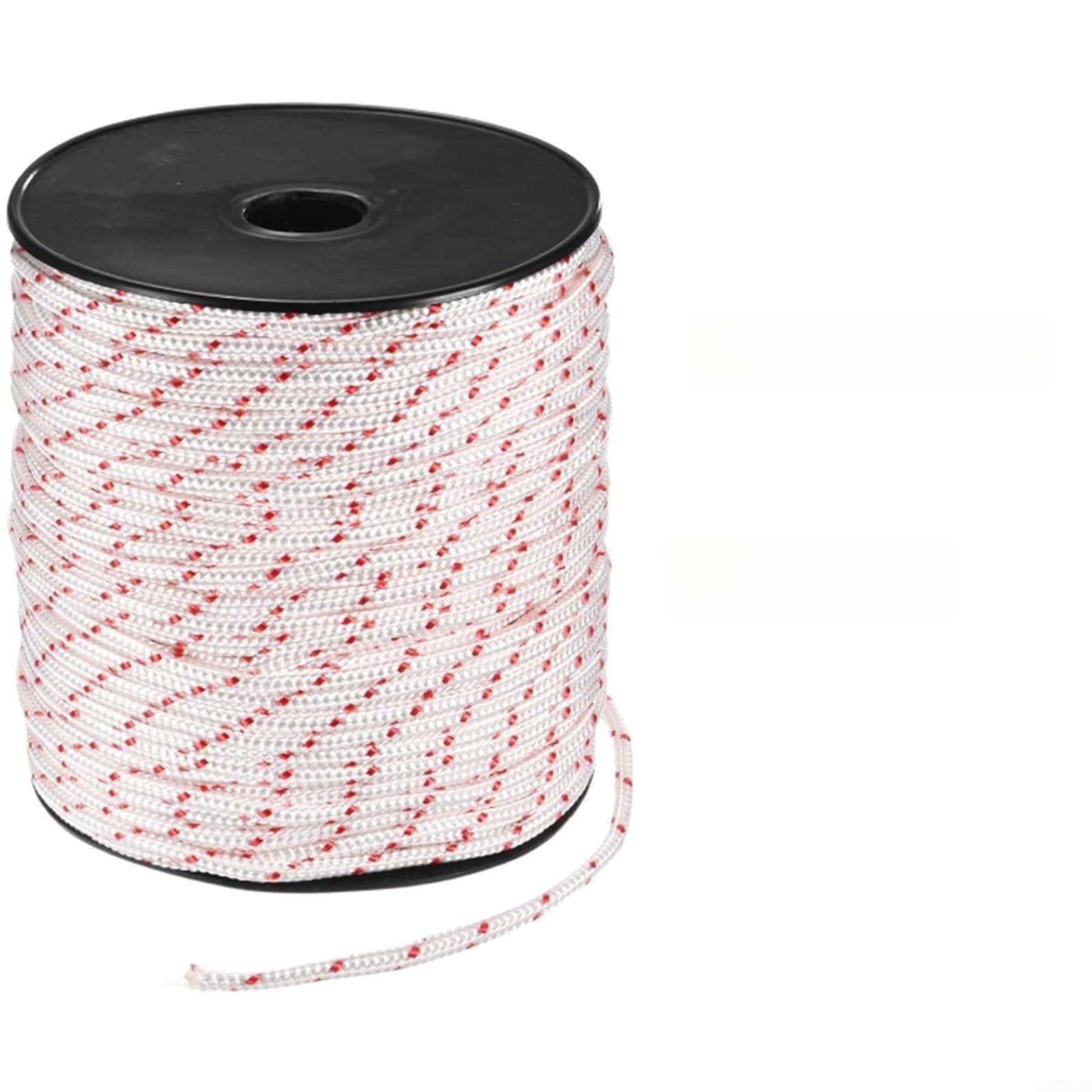 Corda di avviamento a strappo in nylon a 16 fili, 6 mm x 100 m, ricambio per tosaerba, motosega, decespugliatore, cavo di avviamento bianco