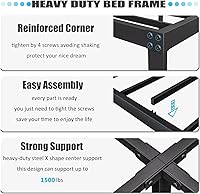 Vista 6 de ZIYOO Queen Size Bed Frame with Headboard, 14 Inches High, 1500LBS Heavy Duty Steel Slats Support for Mattress, No Box Spring Needed, Easy Assembly