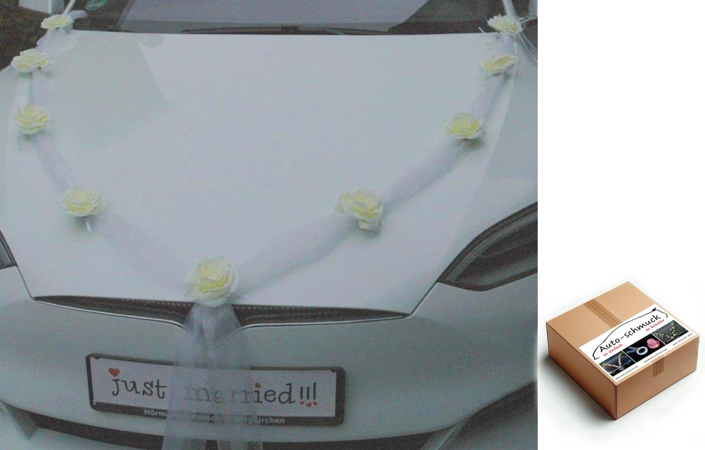 Auto-schmuck so einfach so kreativ SELBERDEKO Car Jewellery Bride Couple Rose Decoration Wedding Car Wedding Decoration Garland Car (Ecru)