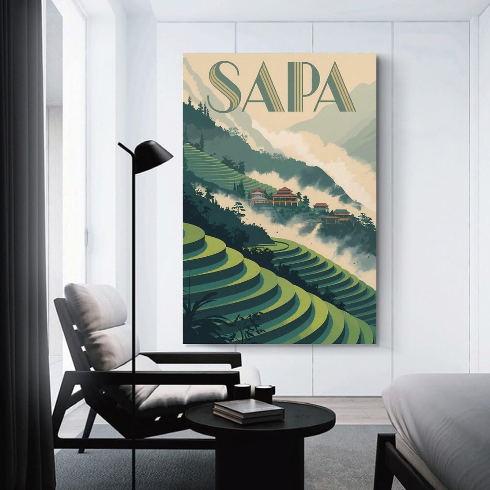 Junmoney Sapa Vietnam Landscape Art Home Decor Wall Art, 16x24inch(40x60cm), for New Homes, Bedrooms Or Workspaces, Gift Idea for Housewarming And Birthdays
