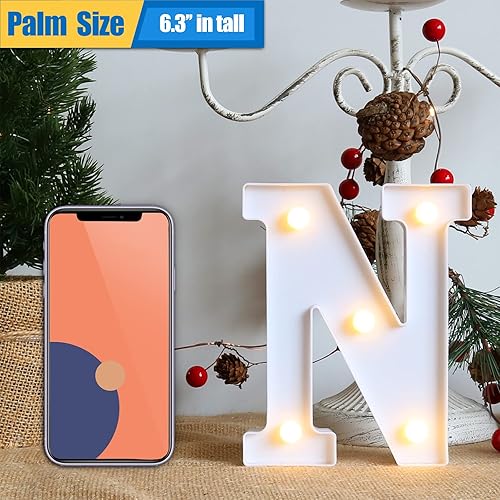 Miniatura 2 de Malgero Luces LED para carpa con luces de letras del alfabeto N de color blanco cálido funciona con pilas 26 lámparas decorativas de carpa para