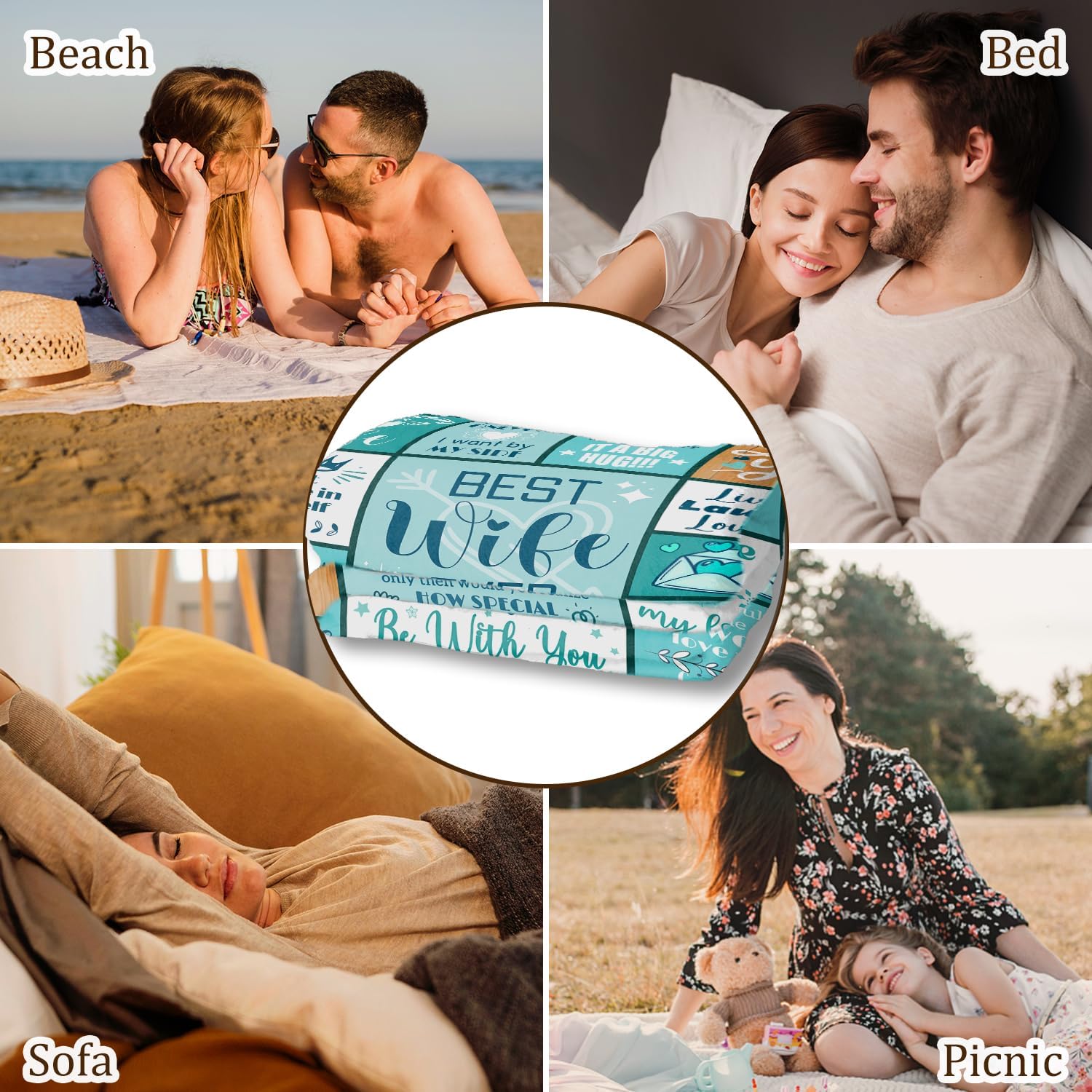 Wife Gifts from Husband, Wife Birthday Gifts Ideas - Christmas Birthday Wedding Anniversary Romantic Mothers Day Valentines Day Gift for Woman Her - Best Wifey Gift, Flannel Throw Blanket (60"x50") - Image 6