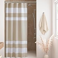 Vista 11 de Cortina Madison Park Spa Waffle de ducha con tela combinada y tratamiento 3M Scotchgard para control de humedad, decoración moderna para el baño