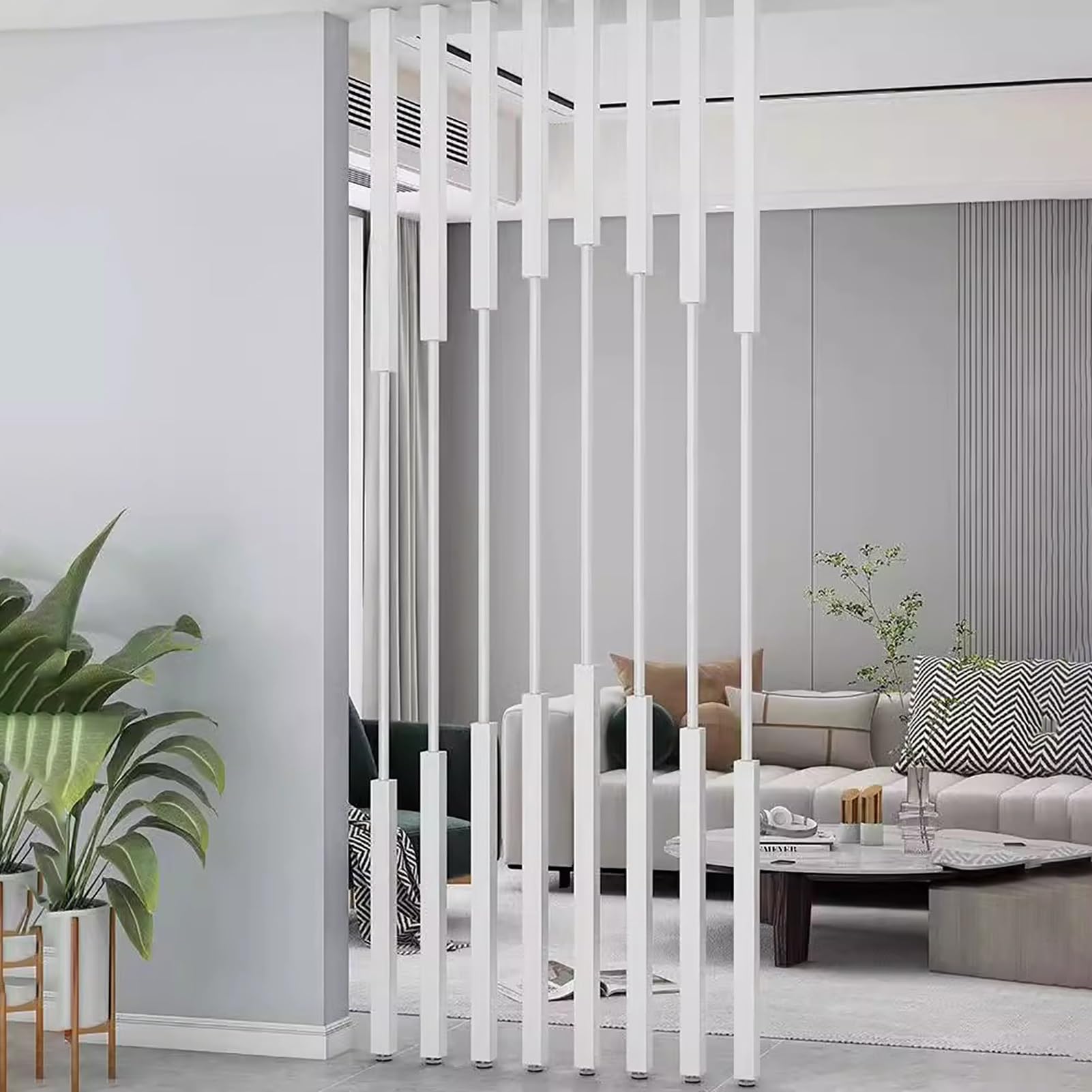 Séparateur de pièce en bois lot de 8 blanc | Cloison réglable moderne de 90 cm de large