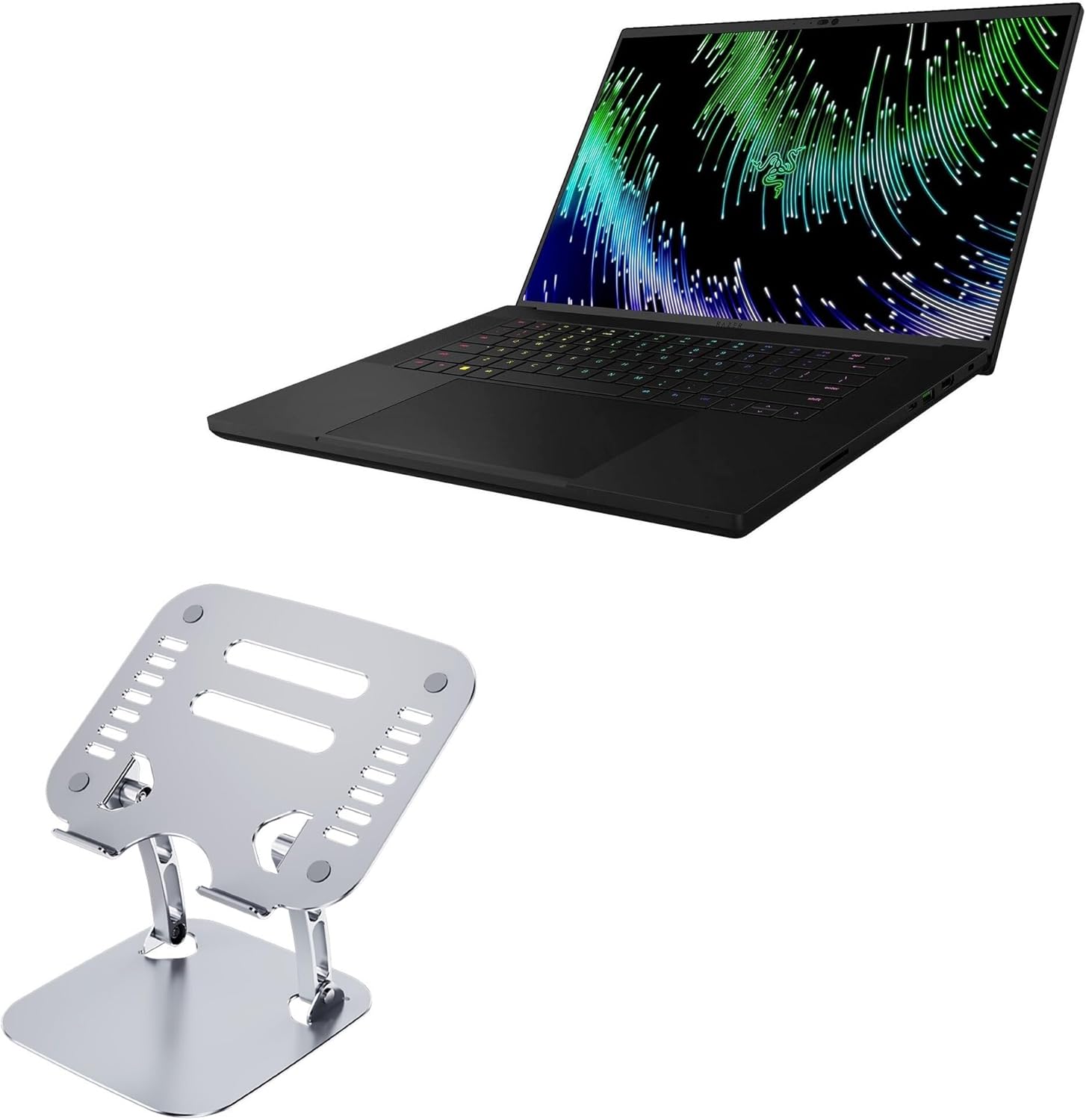 BoxWave Stand and Mount Compatible with Razer Blade 16 RTX 4090 - Executive VersaView Laptop Stand, Ergonomic Adjustable Viewing Angle Metallic Riser - Metallic Silver