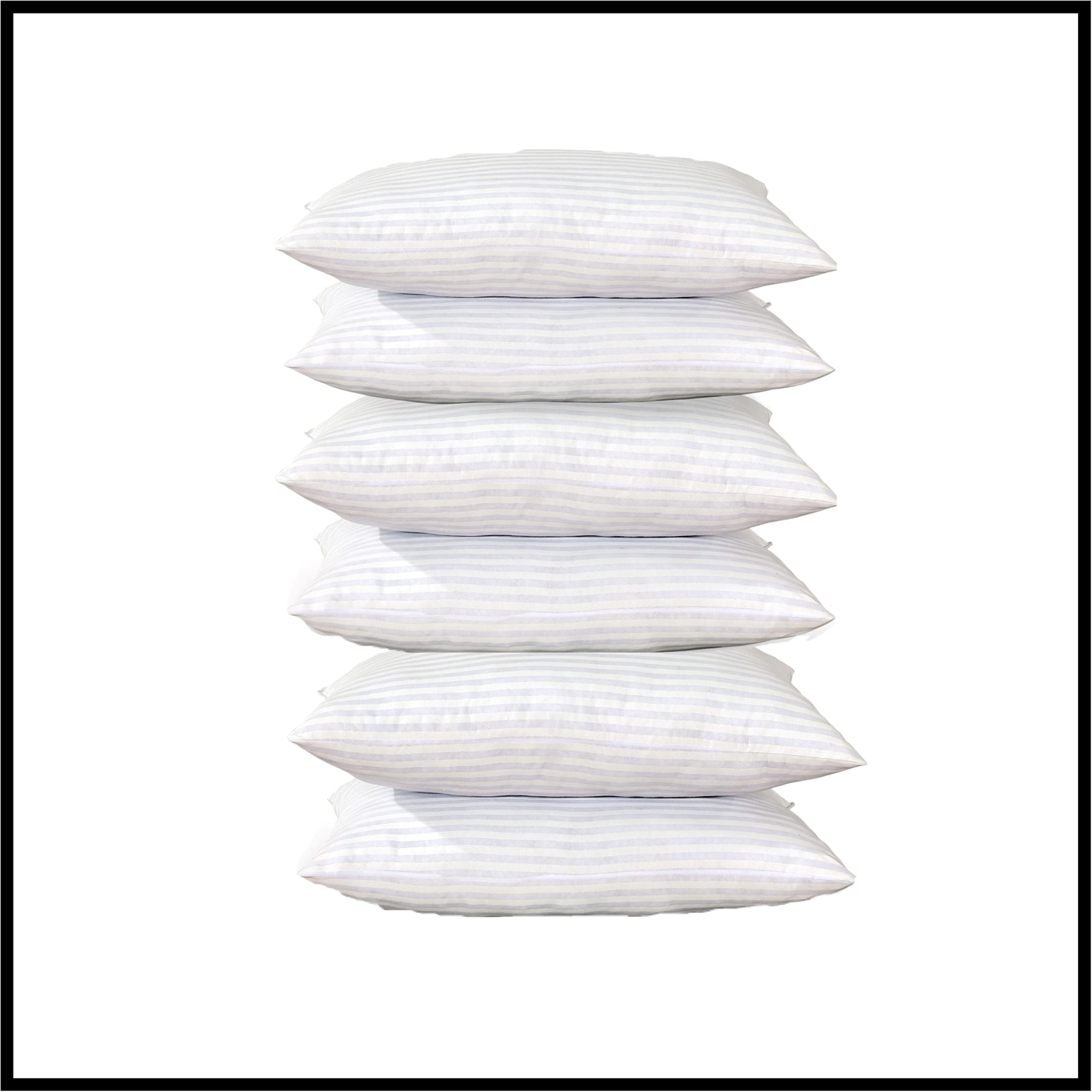 CHILIMILII Hotel Quality Hollow Fibre Stripe Pillows-Premium Hollow Fibre Filled Bounce Back Pillows 74x48cm-Hollow Fibre Filled Pillows for Stomach back side sleepers-Pack of 2,4,6,8 (Pack of 6)