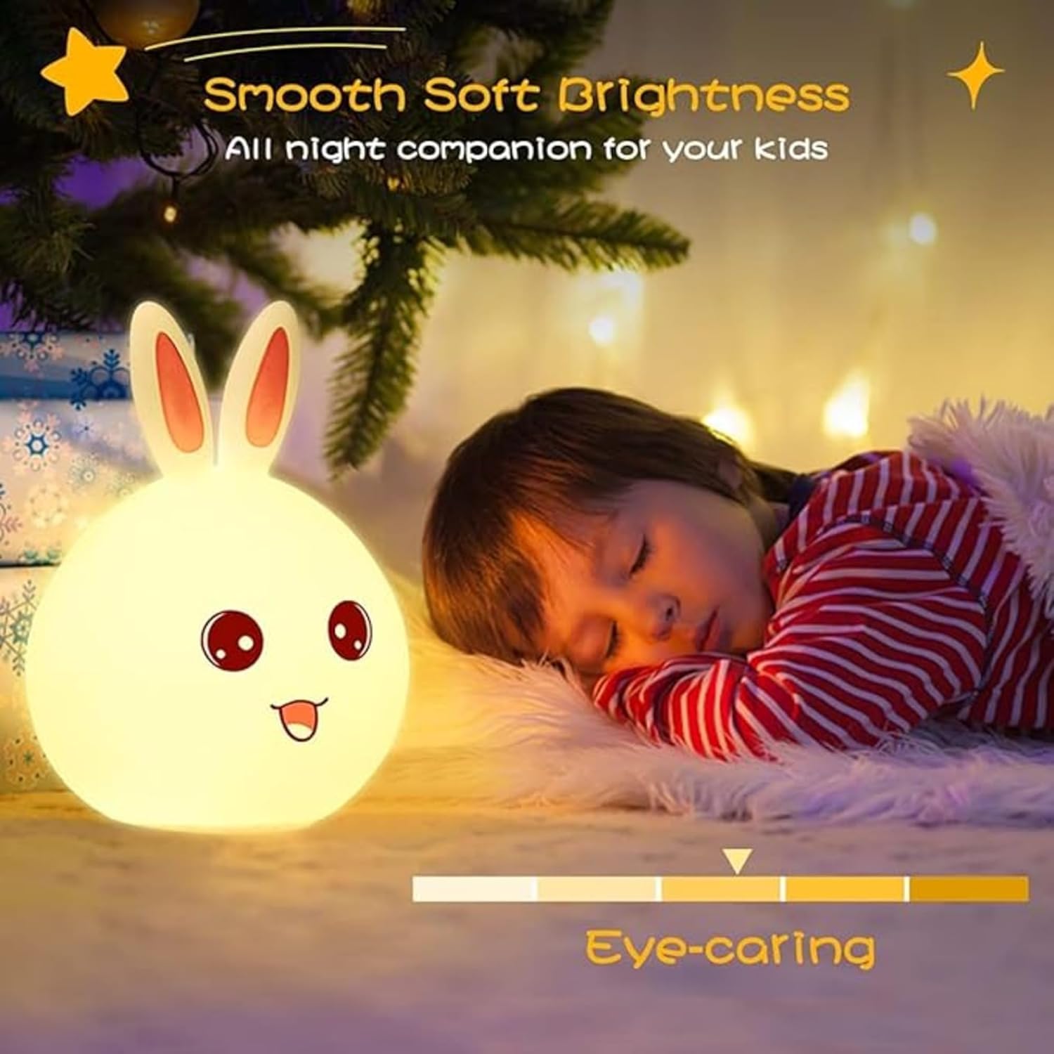 Wosta Kids Night Light Cute Panda,Silicone Nursery Lamp for Baby and Toddler,Animal Night Light for Boys and Girls,Squishy Night Light for Bedroom,Cute Night Light for Kids Room (Rabbit) 2