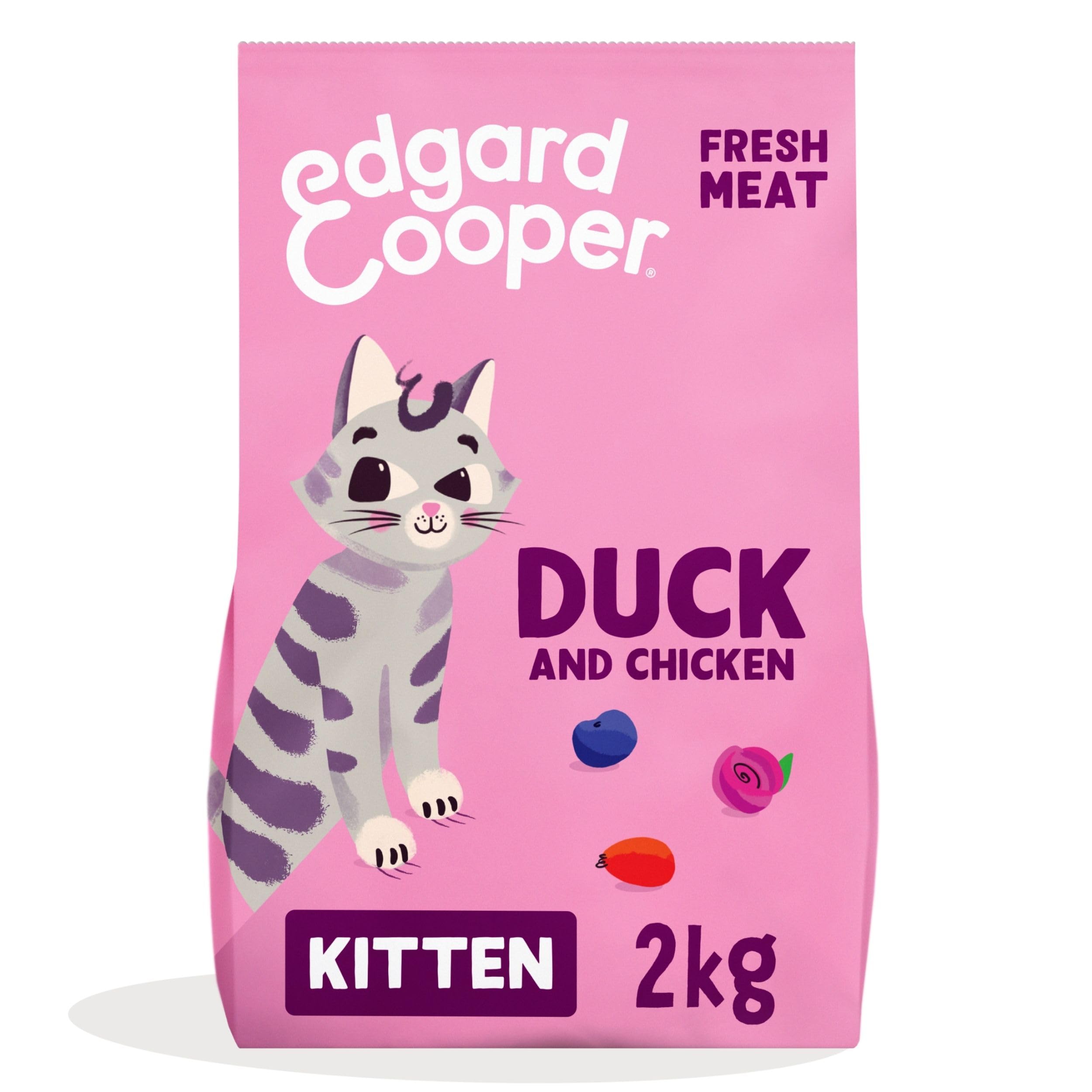 Edgard & Cooper Comida para Gatos Esterilizados o Activos Comida Gatos Gatitos Junior Natural Sin Cereales 2kg Pato & Pollo, Fácil de digerir, Alimentación Sana Sabrosa y Equilibada