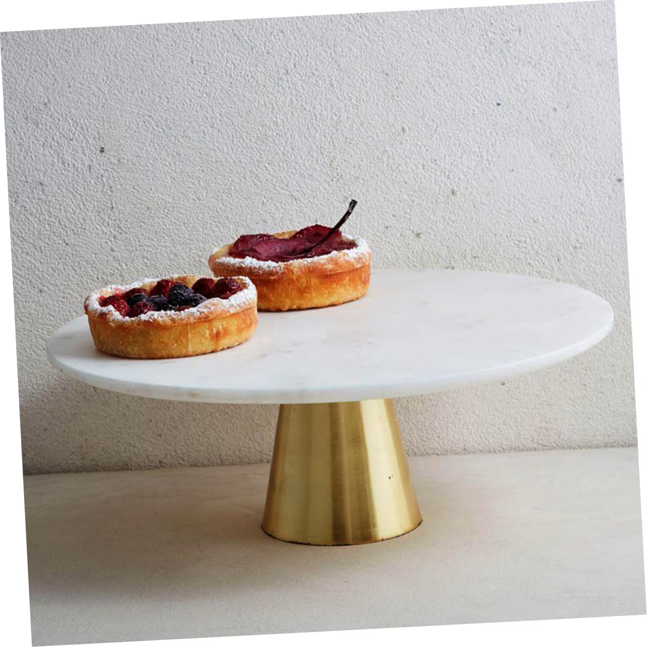 BESPORTBLE Présentoir en Marbre à Gâteaux Rond pour Desserts et Cupcakes