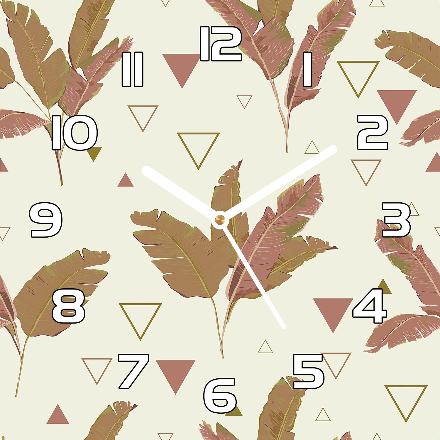 Horloge en Verre Sécurité Haute Finition Pendule Murale Design Moderne Triangles Palms