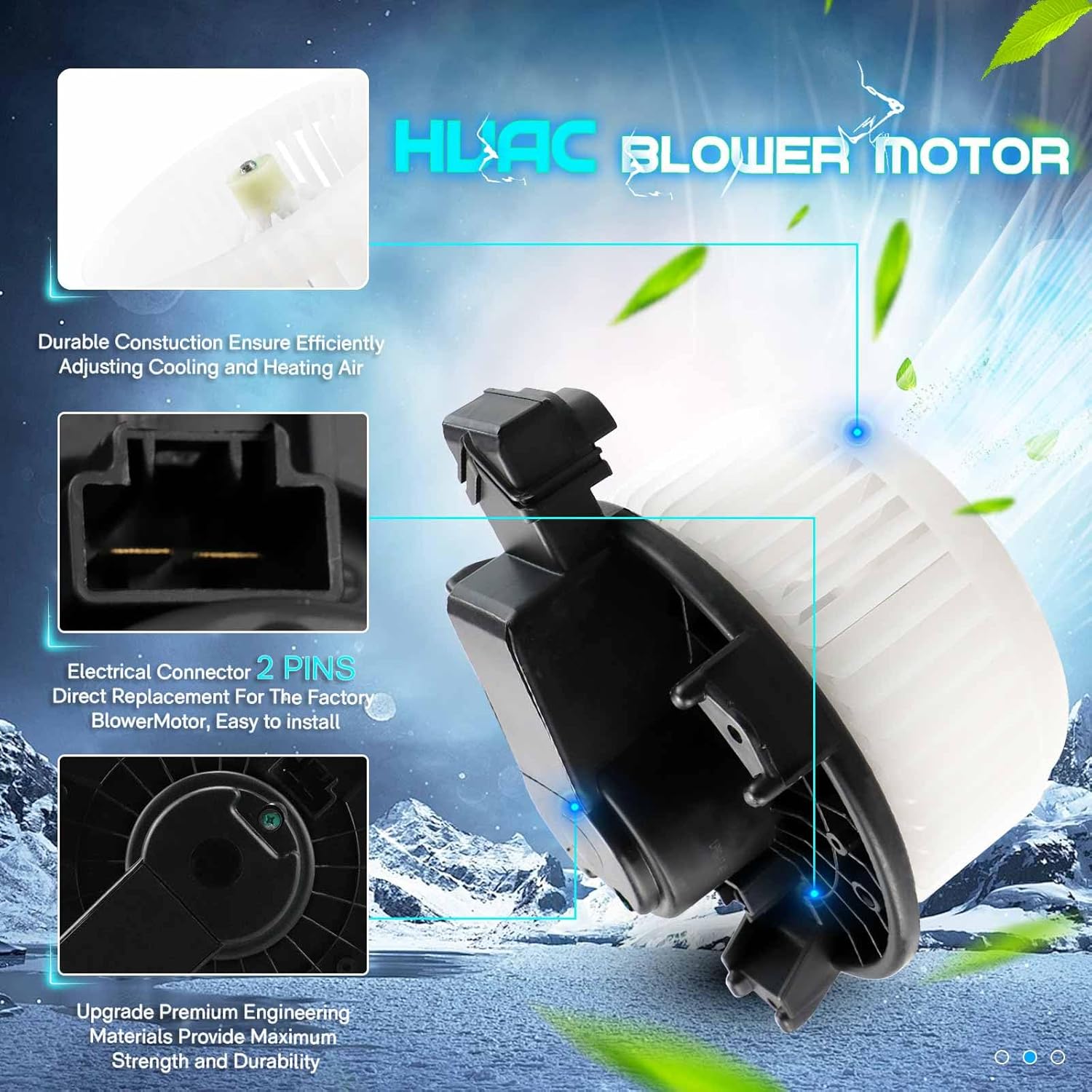 HVAC Heater Blower Motor with Wheel Fan Cage Fits 2007-2015 Mazda CX-9, Replaces TD11-61-B10 700289