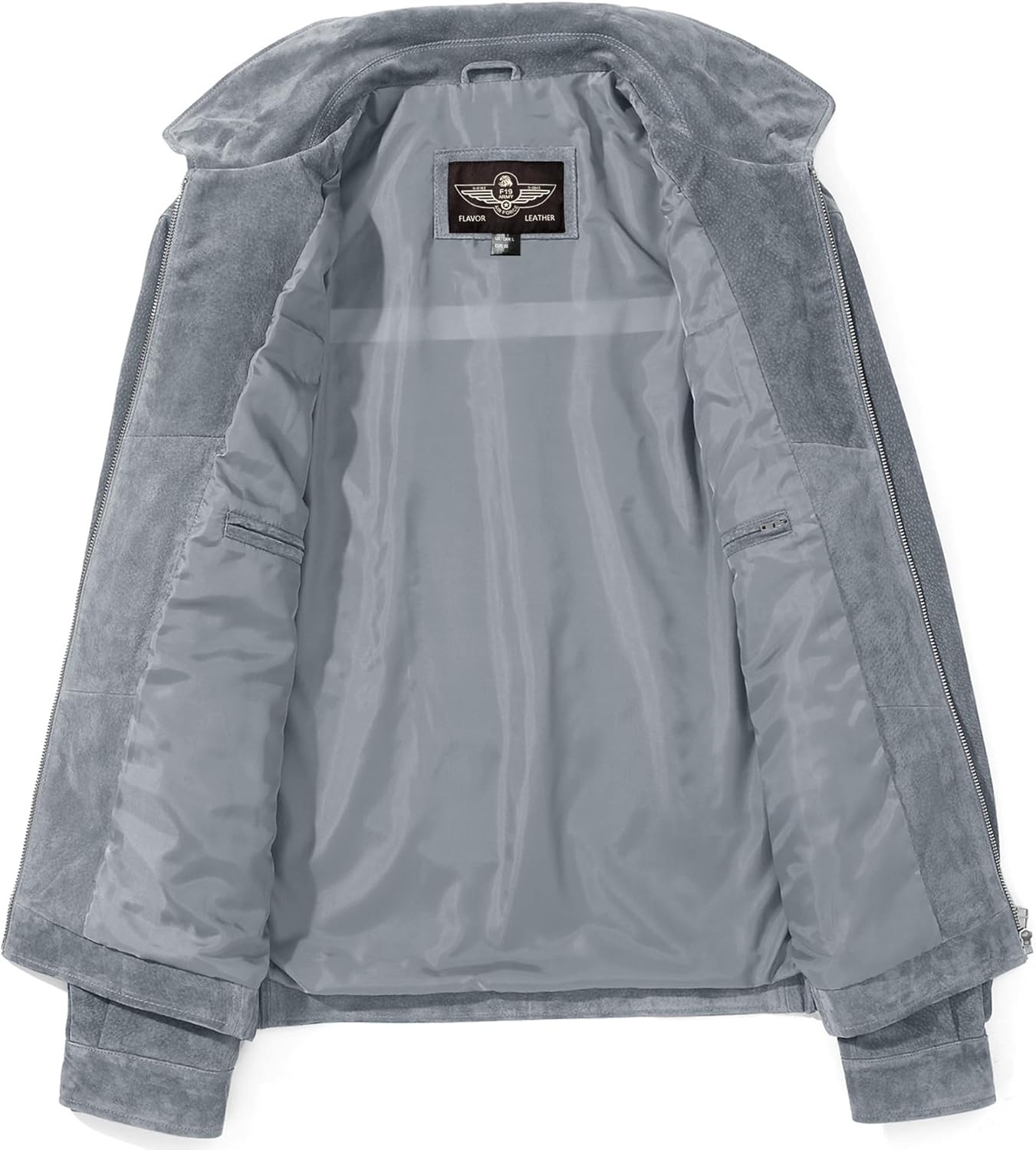 FLAVOR Men's Suede Leather Bomber Jacket Casual Coat for Men - Image 6