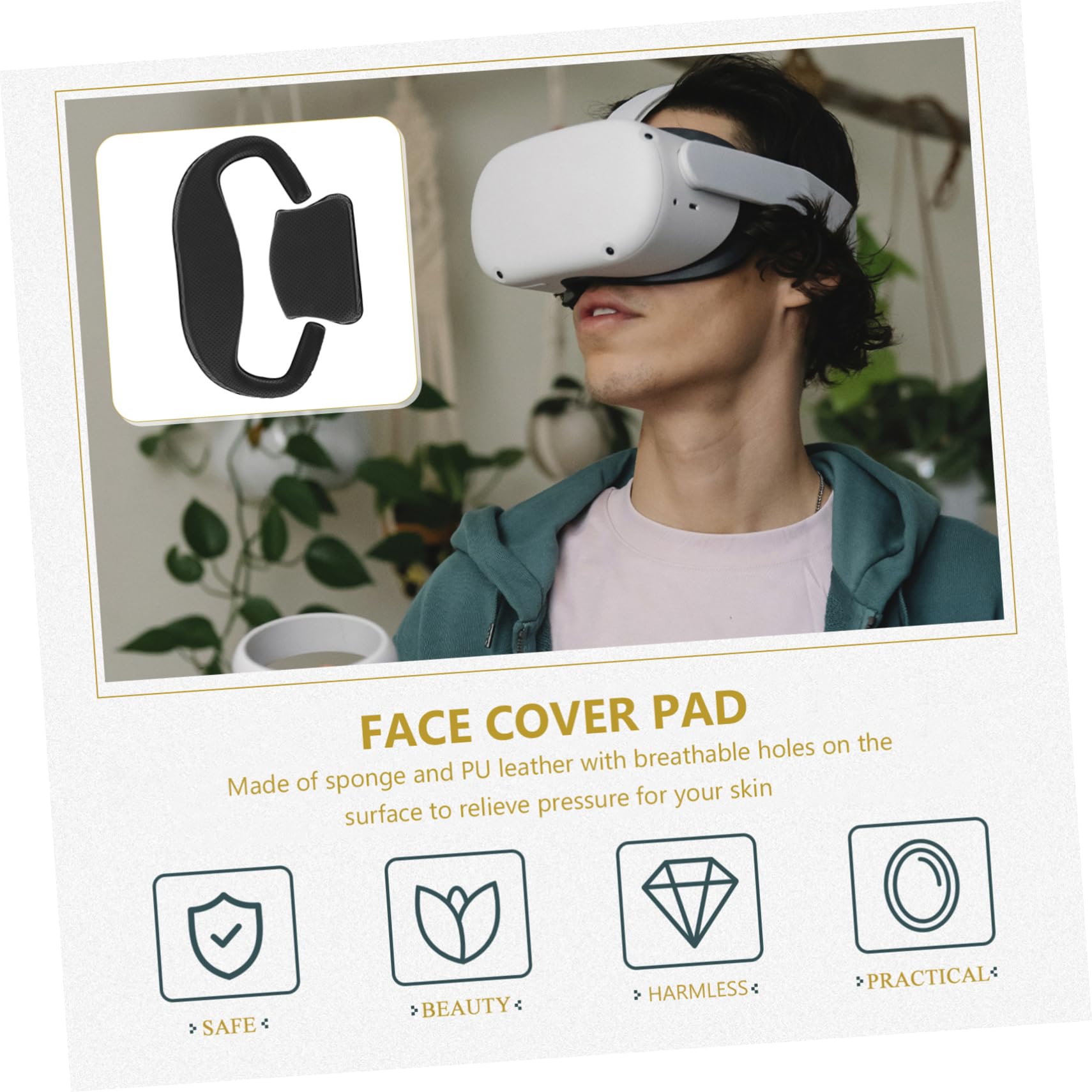 Artibetter 2juegos Almohadilla Facial y Cushion para VR Funda Blocking Light Accesorio Compatible Crystal Instalación Rápida y Material