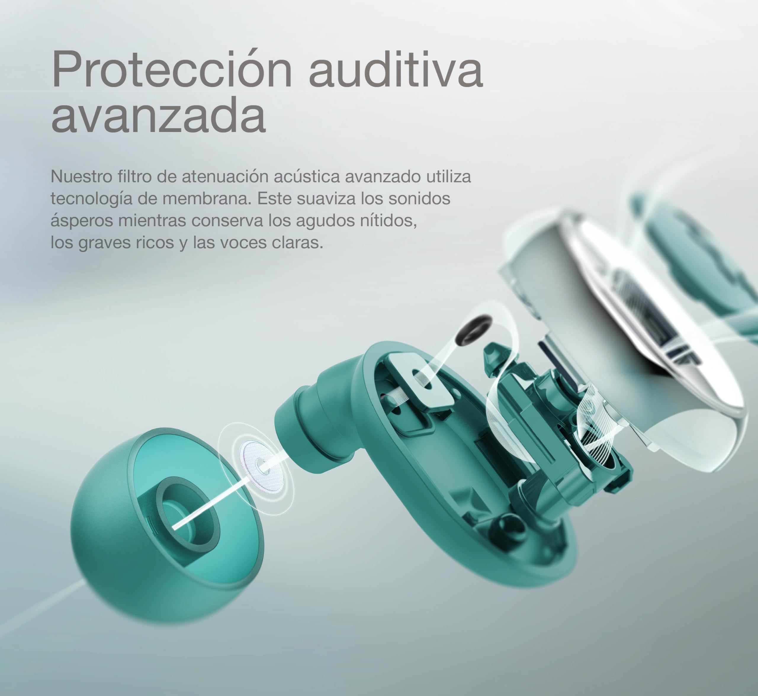 Pearls Ombré Tapones para Oídos para Conciertos con Modos Social & Stage (18 dB/23 dB), Protección Auditiva para Festivales y Clubs, Find My & Android Find Hub, Estuche Chrome LED (Emerald Green)