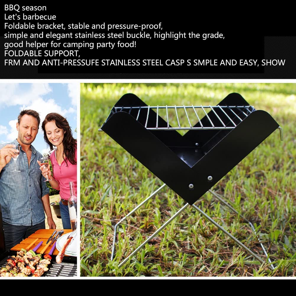 Parrilla De Barbacoa De Carbón Portátil Parrilla Para Acampar BBQ Al Aire Libre Con Rejilla De Cocción Extraíble Plegable Acero Inoxidable Para Jardín, Balcón, Fiesta De Campamento Los 30X26,5X30cm
