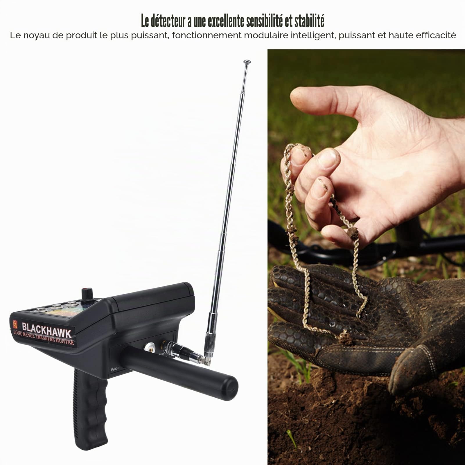 Détecteur de métaux Professionnel de Haute précision pour Adultes avec écran LCD, Détecteurs de métaux souterrains de 1000 m de portée pour Or, Argent, cuivre et Pierres précieuses