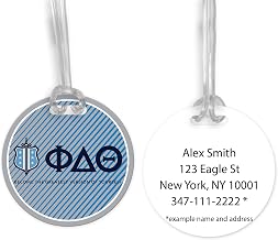 Phi Delta Theta Fraternity Travel Luggage ID Bag Tag for Suitcases Round Plastic Tag Luggage Tag with Name Privacy Protection Travel Bag Labels (Phi Delta Theta 11)