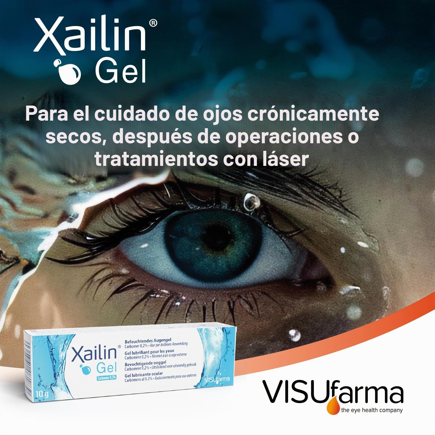 Xailin Gel – Gel hidratante para ojos | Alivio de ojos secos | 10 g | De larga duración, amigable con lentes de contacto, sin conservantes, dosificación sencilla