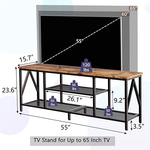 Miniatura 9 de Mesa consola con 2 cajones soporte de TV para centro de entretenimiento industrial de TV de 60 y 65 pulgadas mesa de consola de TV larga de 55