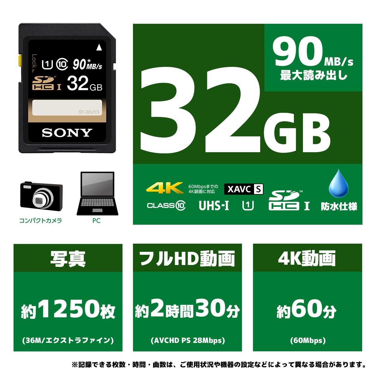 Amazon.co.jp: ソニー SDHC 32GB Class10 UHS-I対応 SF-32UY3 [国内