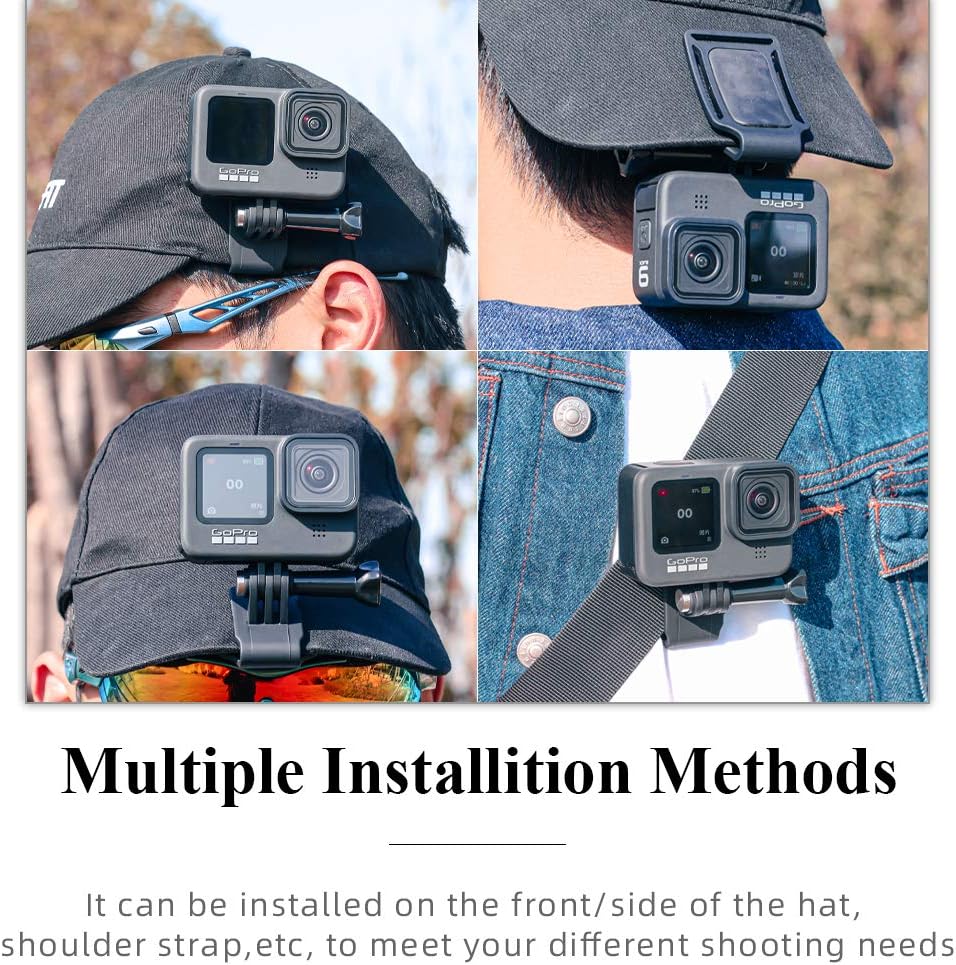 Baseball Hat Clip Mount Baseball Cap Clamp Quick Release Mount Compatible with GoPro Hero 13 12 11 10 9 8 7 6 5 Black,DJI Osmo Action 6/5 pro/4/3/2,AKASO/Crosstour/Campark and More