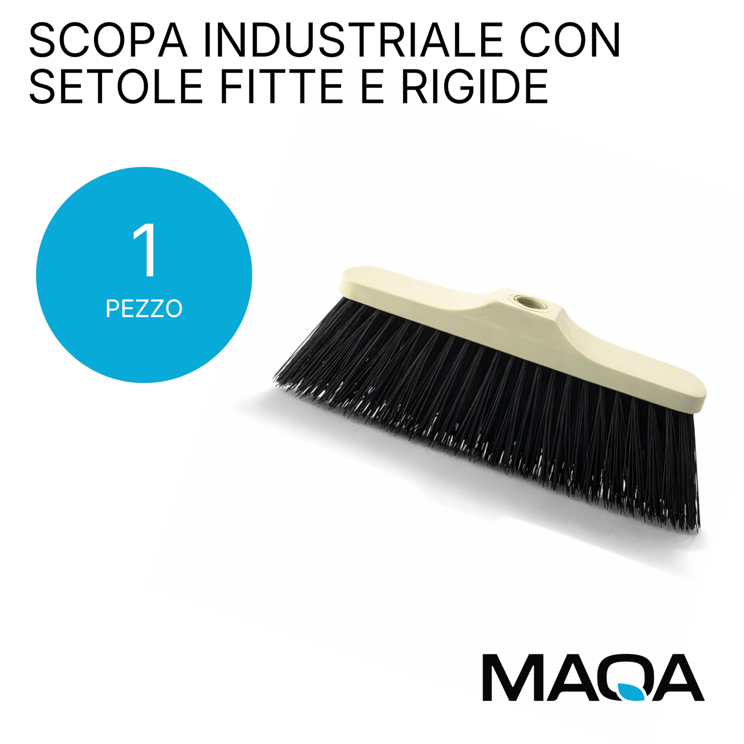 Scopa Esterno Industriale 27 cm, con Setole Fitte e Rigide Ideale per Giardino Balcone Cortile e Vialetti, Scopa Per Esterni, COMPATIBILE al 100% con tutti i manici, Uso Domestico (27 cm)