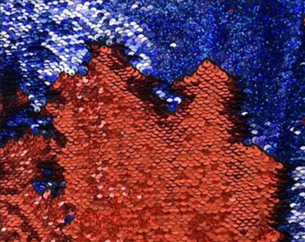 5mm Hign Density Sensory Wall Sequin Flip Fabric for Kids, Reversible Sequin Fabric by The Yard Mermaid Fabric Sequins Sensory Graffiti Fabric for Toddlers (1 yd, Blue to Red) A20