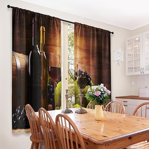 Vista 82 de Cortinas geométricas de cocina negras y grises de 63 pulgadas de largo, juego de 2, cortinas grises y blancas para dormitorio, sala de estar, Gris