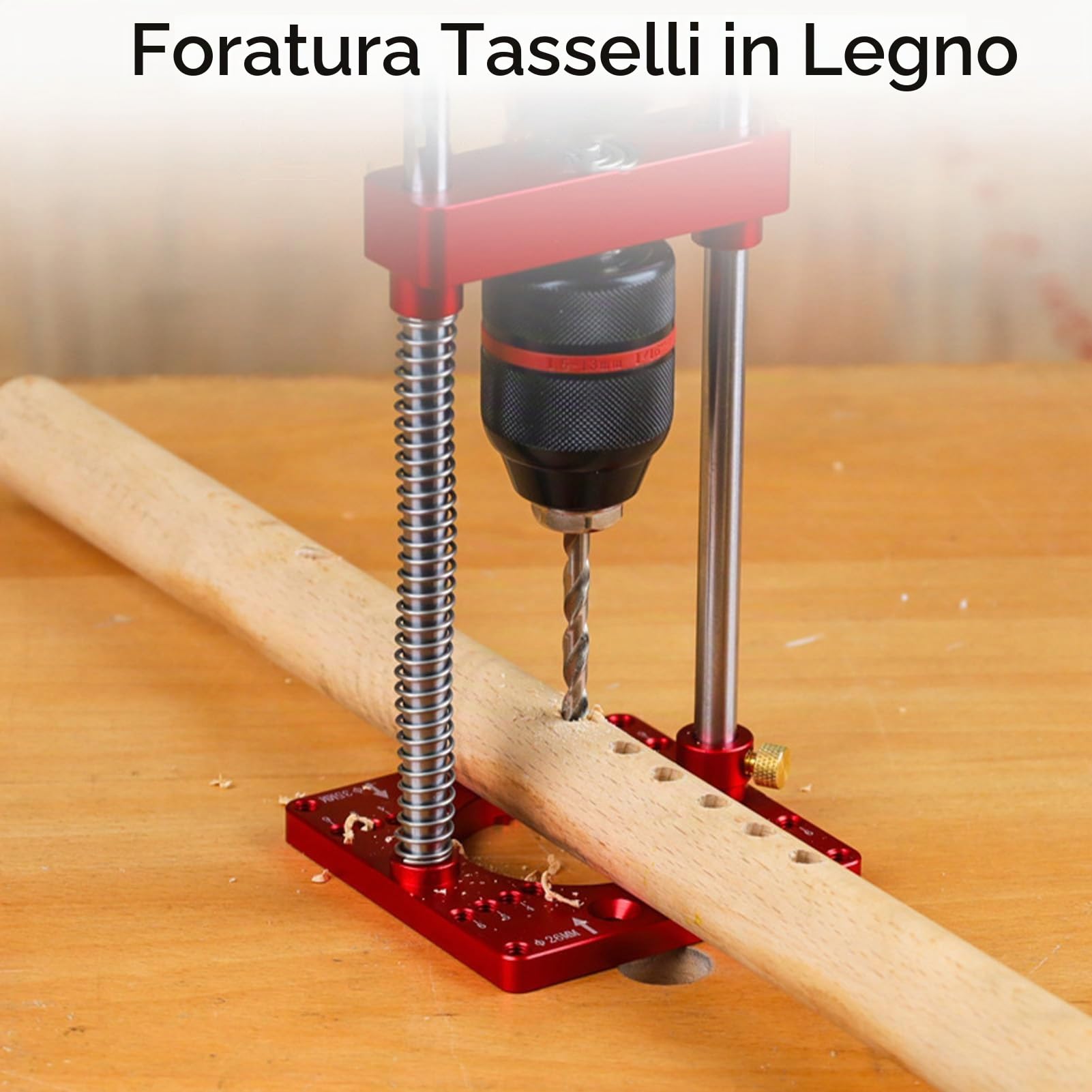 Supporto per Trapano a Colonna, Guida per Trapano, Localizzatore di Cerniera per la Lavorazione del Legno, Dispositivo 35 Mm, con Mandrino con Chiave, Scala Regolabile per
