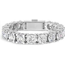 HELLOICE Tennis Bracelet for Women Men 10mm Round Cut 5A+ Cubic Zirconia Hypoallergenic Iced Out Tennis Chain Bracelet for Luxury Anniversary Wedding Jewelry Gift