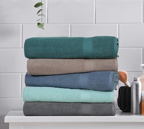 Miniatura 5 de Juego de 2 toallas de baño de 100 % algodón de 600 GSM, 40 x 80 pulgadas, toallas de baño extra grandes altamente absorbentes, toallas de baño de