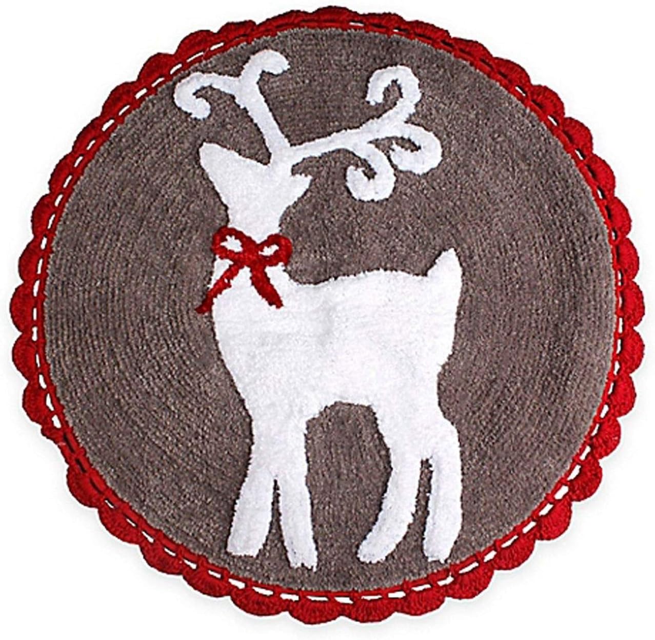 Winter Wonderland Reindeer Games Christmas Bath Rug, 25" Round Holiday Mat