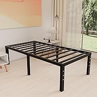 Vista 30 de Base de cama tamaño Queen de 12 pulgadas, no necesita somier, base de colchón de plataforma de metal resistente con listones de acero