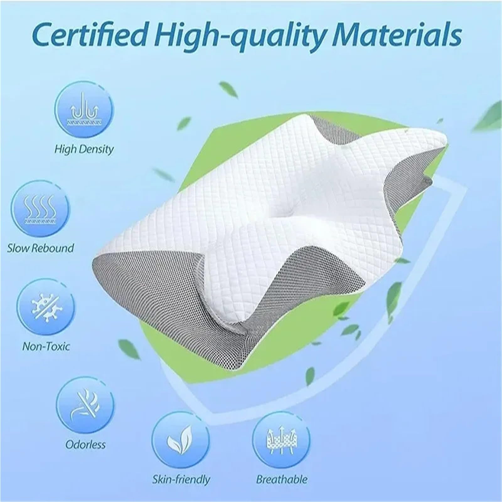 WNBFTTK Almohada Latex Treatment of Cervical Support Pillow For Non-Collapse Memory Cotton(Light Gray)