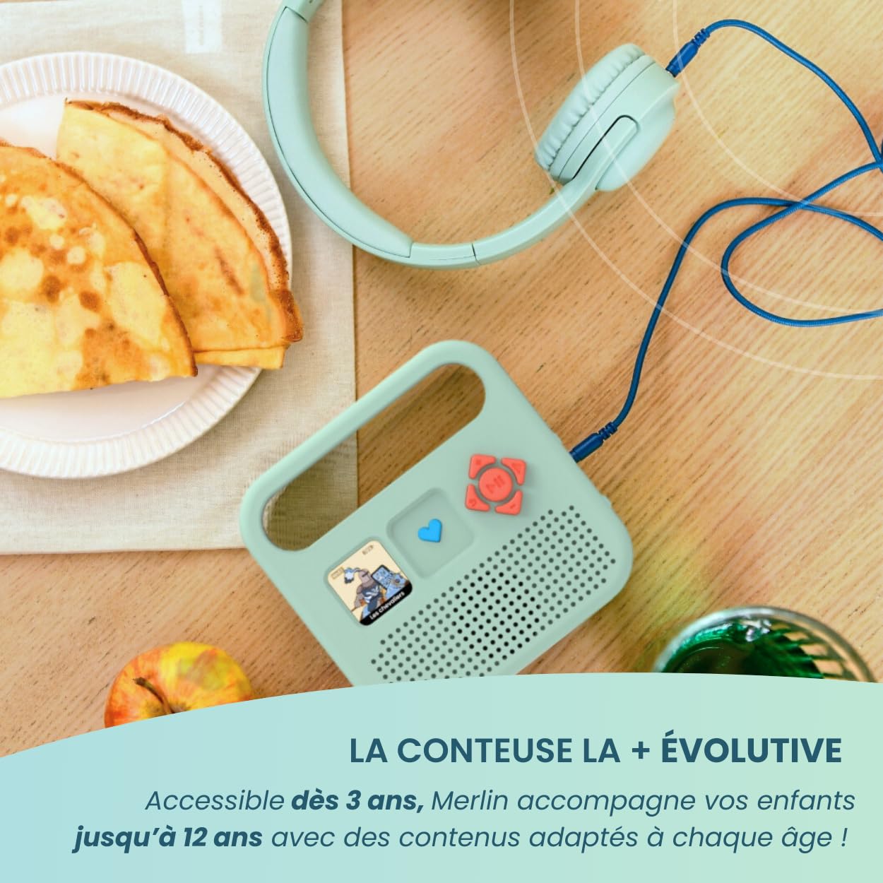 Casque audio Merlin vert amande - spécial petites oreilles