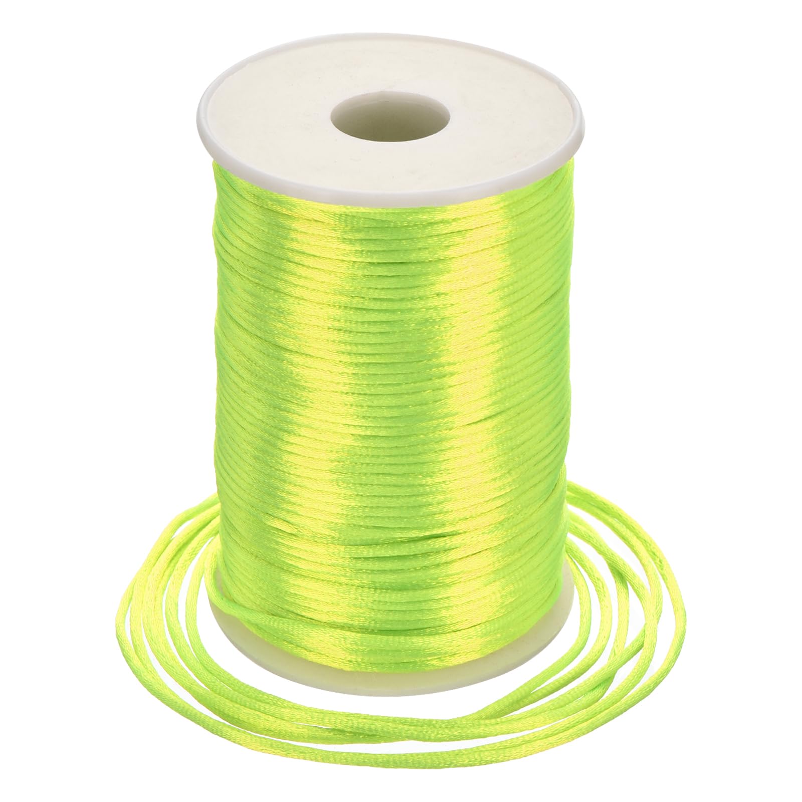 Rebower Nylon Satin Cord 2.5mm, 100m Nylon String for Bracelet Braided Thread [for Jewelry Making Necklace Chinese Knot Craft] - Fluorescent Yellow — image 1