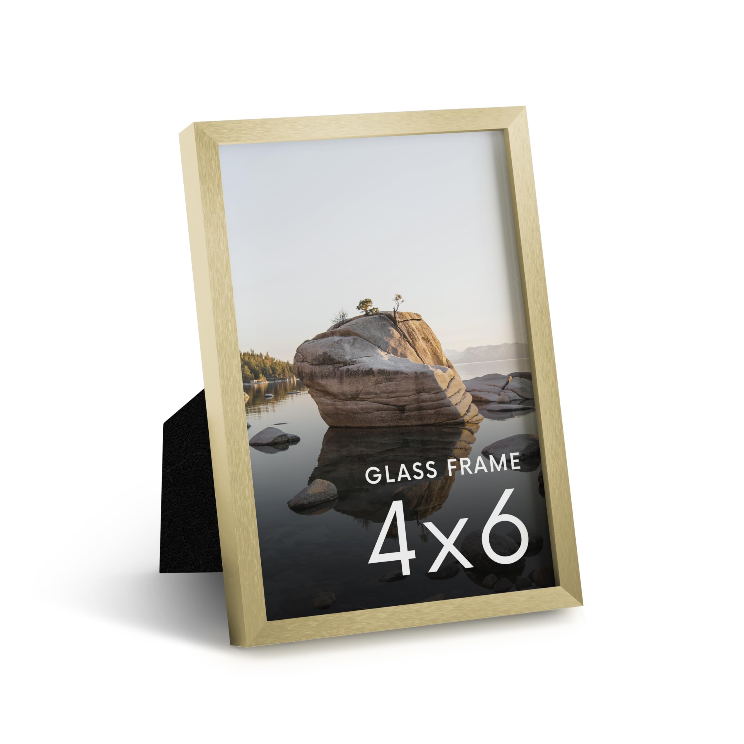 HAUS AND HUES 4x6 Picture Frame with Real Glass & Gold Premium-Grade Metal - Aluminum 4x6 Picture Frame - Includes Easel Back, Hanging Kit - Ideal for Home, Office (4x6 in, Gold)
