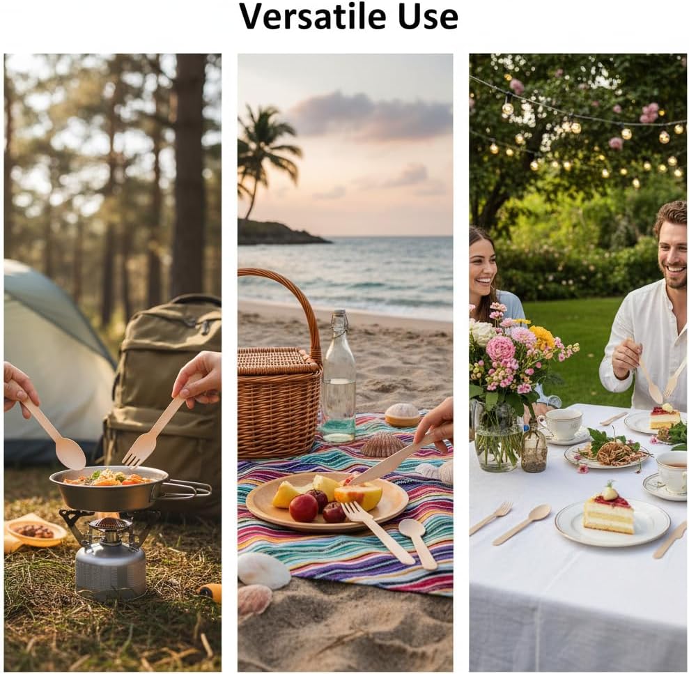 150 Wooden Forks SPECIAL EDITION, Alternative to Plastic and Bamboo Fork - 100% Compostable Fork, Eco Friendly, and Biodegradable Wooden Forks Disposable for Lounge Party Wedding, BBQ