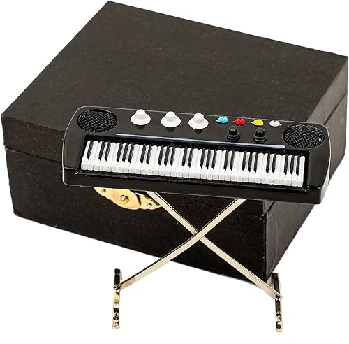 Dselvgvu Órgano electrónico en miniatura con funda, mini instrumento musical, réplica de teclado eléctrico, figuras coleccionables, accesorios de
