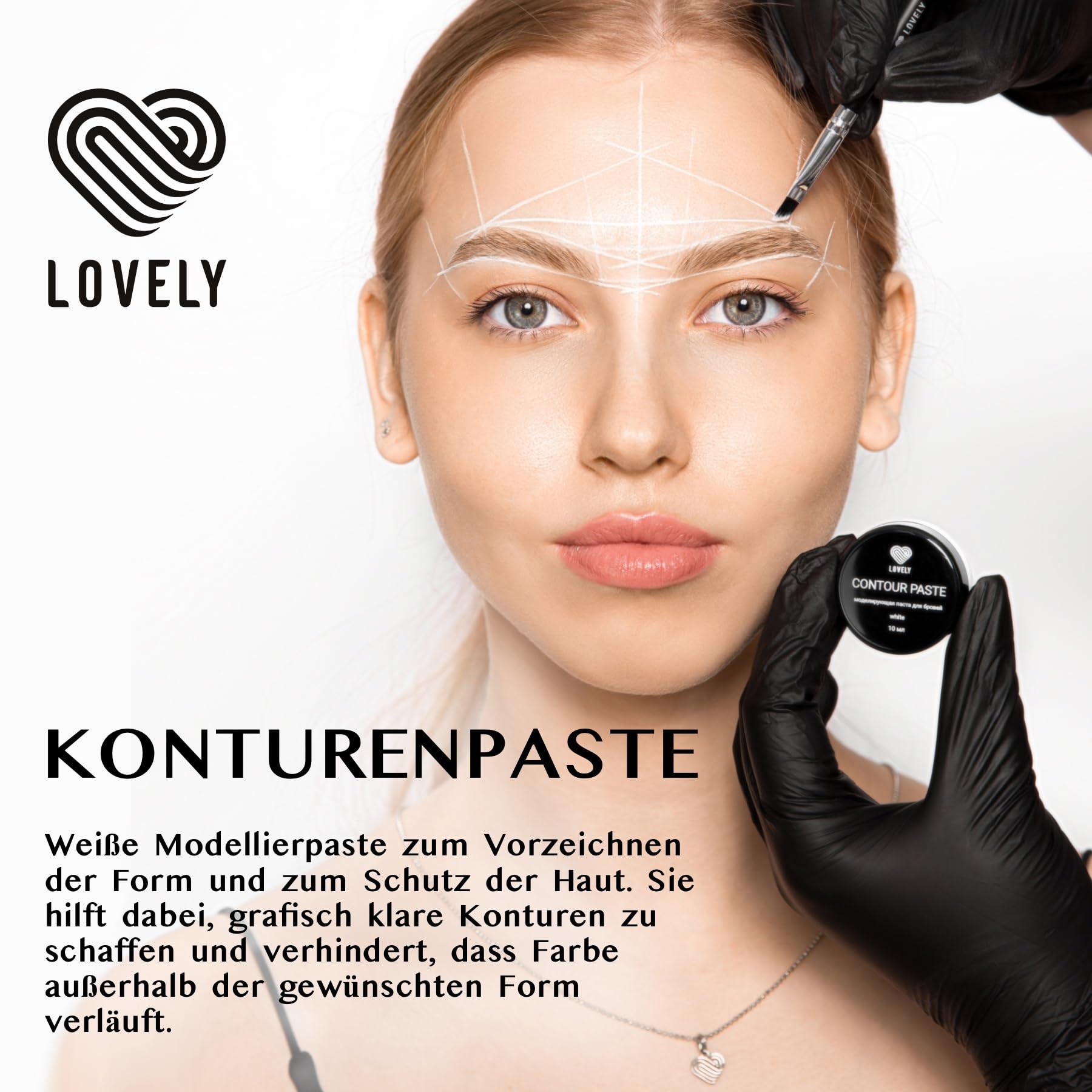 LOVELY Zestaw do brwi henny w 4 kolorach, w zestawie z mineralnymi roztworami kolorów, pastą konturową i żelem do brwi – dla zdefiniowanych, pełnych brwi i długotrwałego koloru brwi