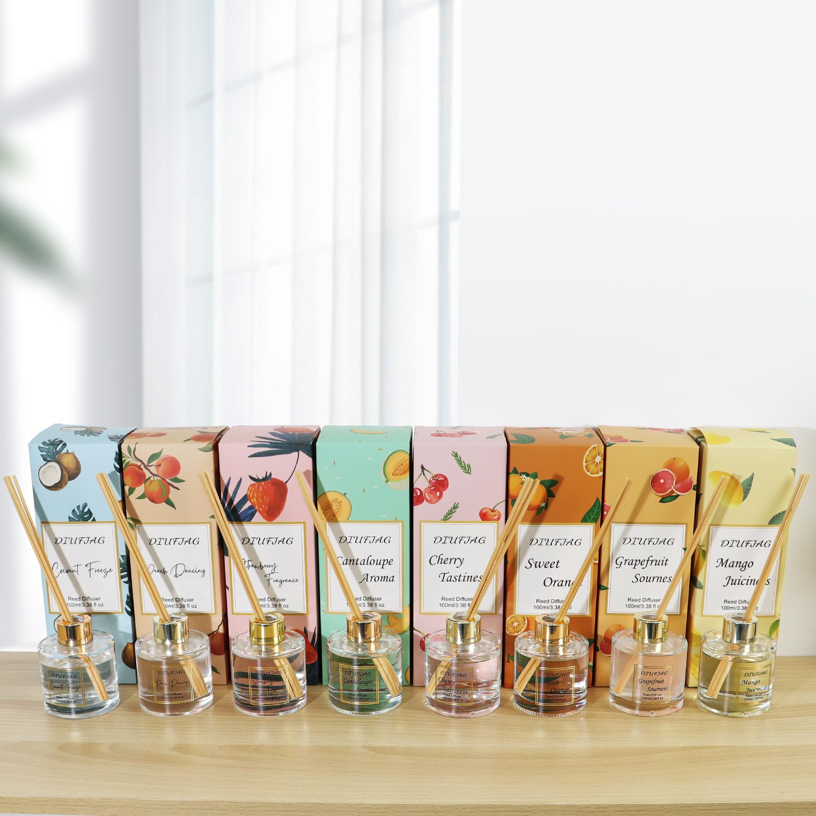 Dyfuzor zapachowy 100 ml z 6 pałeczkami z włókien, zestaw dyfuzorów trzcinowych kokosowych, aromaterapia, dyfuzory zapachowe, odświeżacze powietrza do domu, sypialni, łazienki