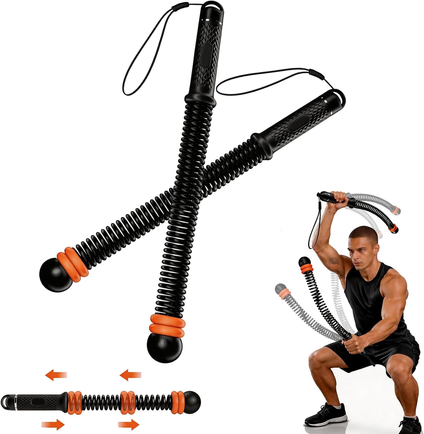 Portable Weighted Ropeless Battle Ropes, Adjustable Cordless Battle Rope Non-Slip Handle with Storage Bag for Home Gym, Fitness Equipment for Women Men HIIT Cardio Strength Training