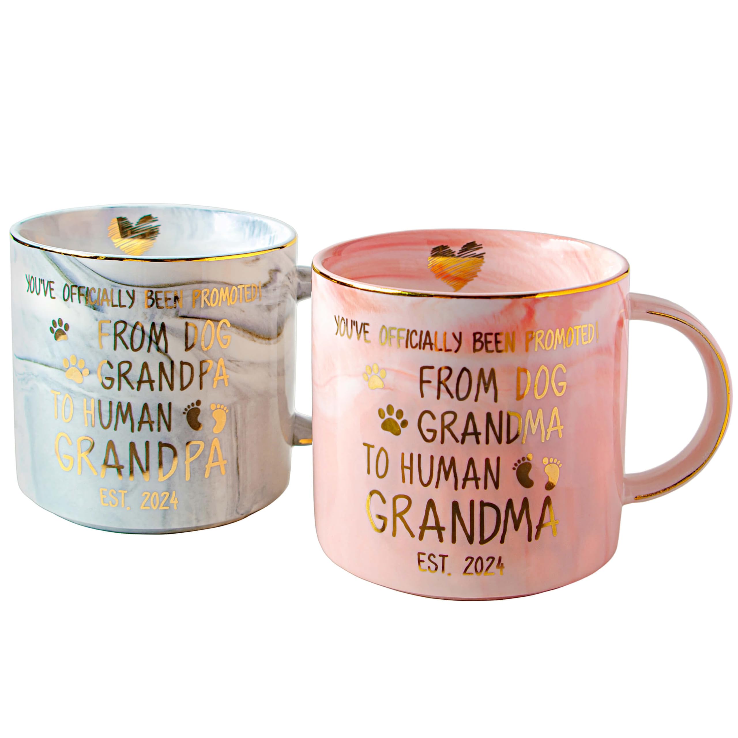 VILIGHT Pregnancy Announcement Gifts for Grandparents est 2024 - New Grandparents Baby Announcement Ideas - Gifts for First Time Grandma and Grandpa - Mugs Set 11.5 oz