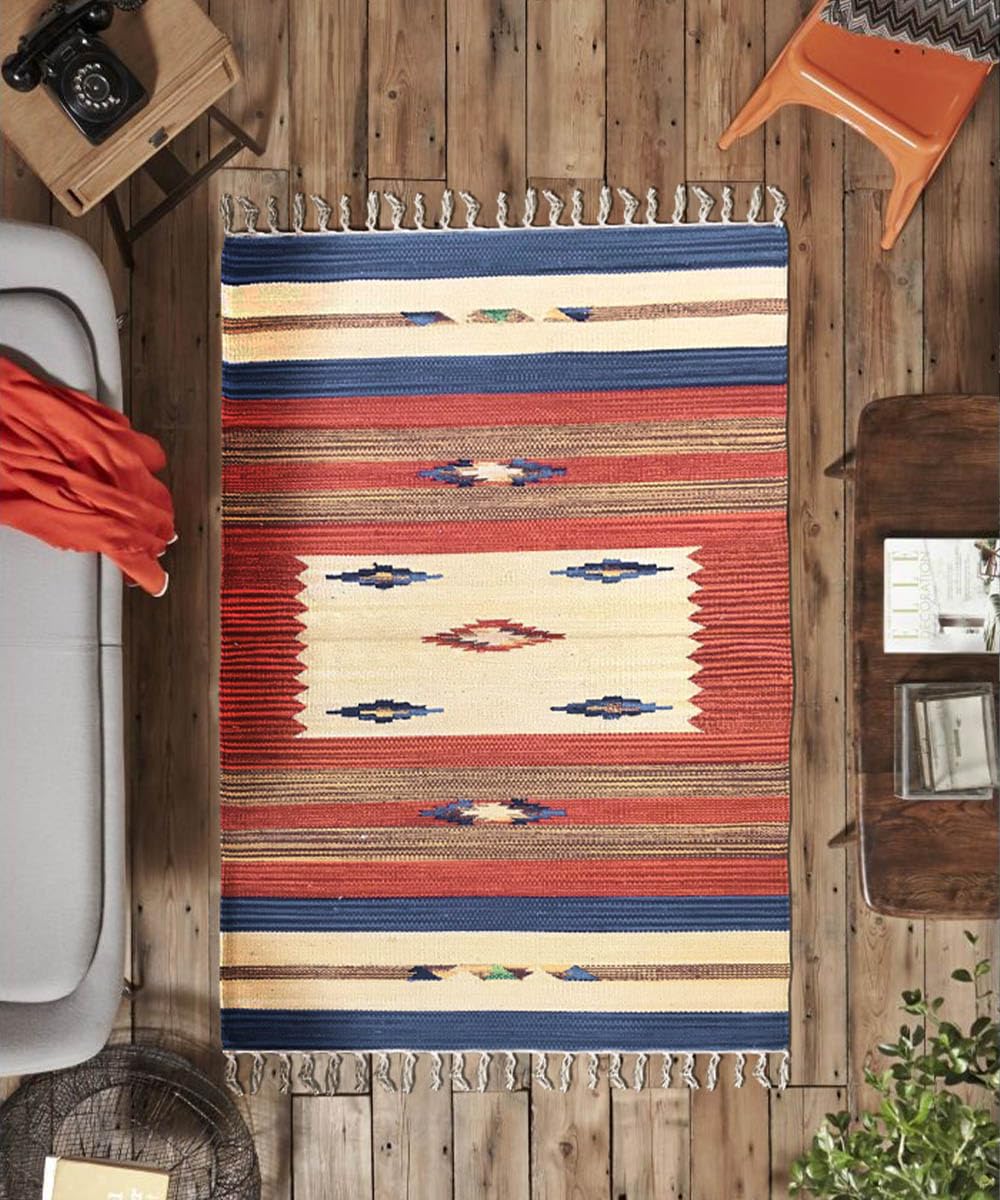 Alfombra kilim multiusos 100% algodón lavable KELIM 02 cm 120 x 180 cm Alfombra salón, salón dormitorio