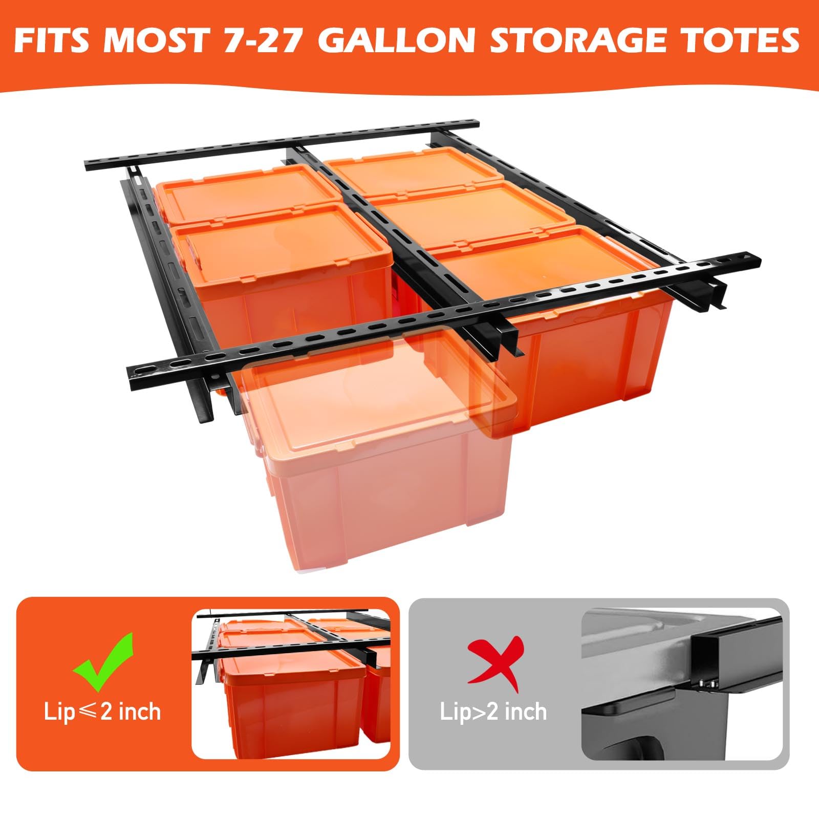 Overhead Bin Hat Rack Storage Bin Rack Heavy-Duty Overhead Garage Storage Rack – Adjustable ...