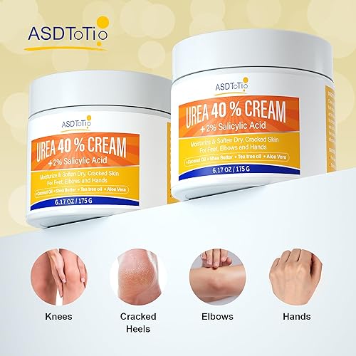 Miniatura 6 de ASDToTio Crema de urea 40%  Cuidado de pies para talones secos agrietados, loción para pies  Con 2% de ácido salicílico, aceite de árbol de té,