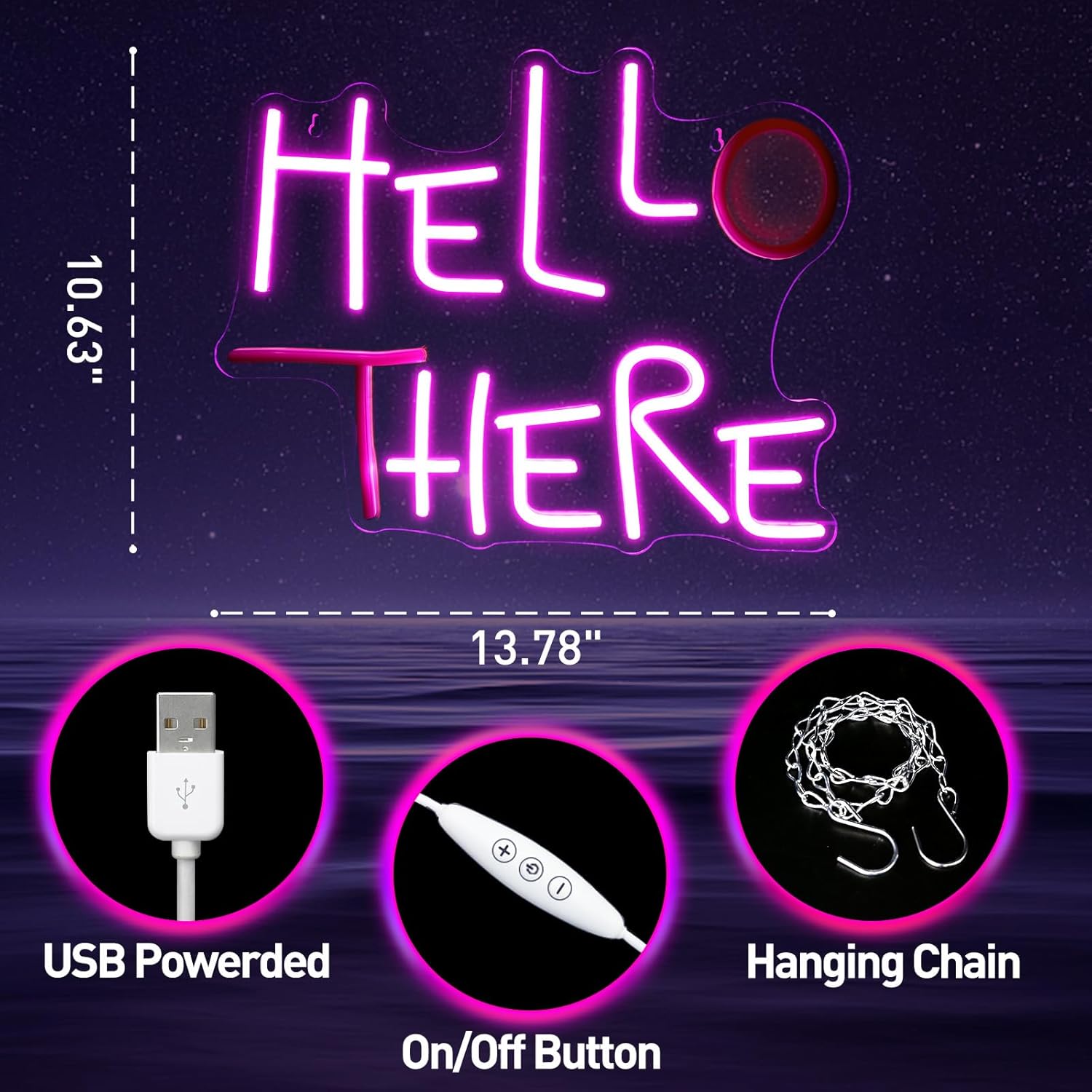 Hello There Neon Sign for Wall Decor, Dimmable Hell Here Catwoman Neon Signs 13.78"×10.63", Controllable Lighting Pink Letters Neon Lights Signs for Man Cave Bedroom Bar Pub Decoration