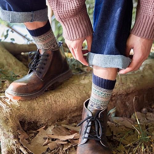 Miniatura 5 de Calcetines de lana para hombre para invierno gruesos y cálidos, calcetines de senderismo suaves y casuales nórdicos para botas