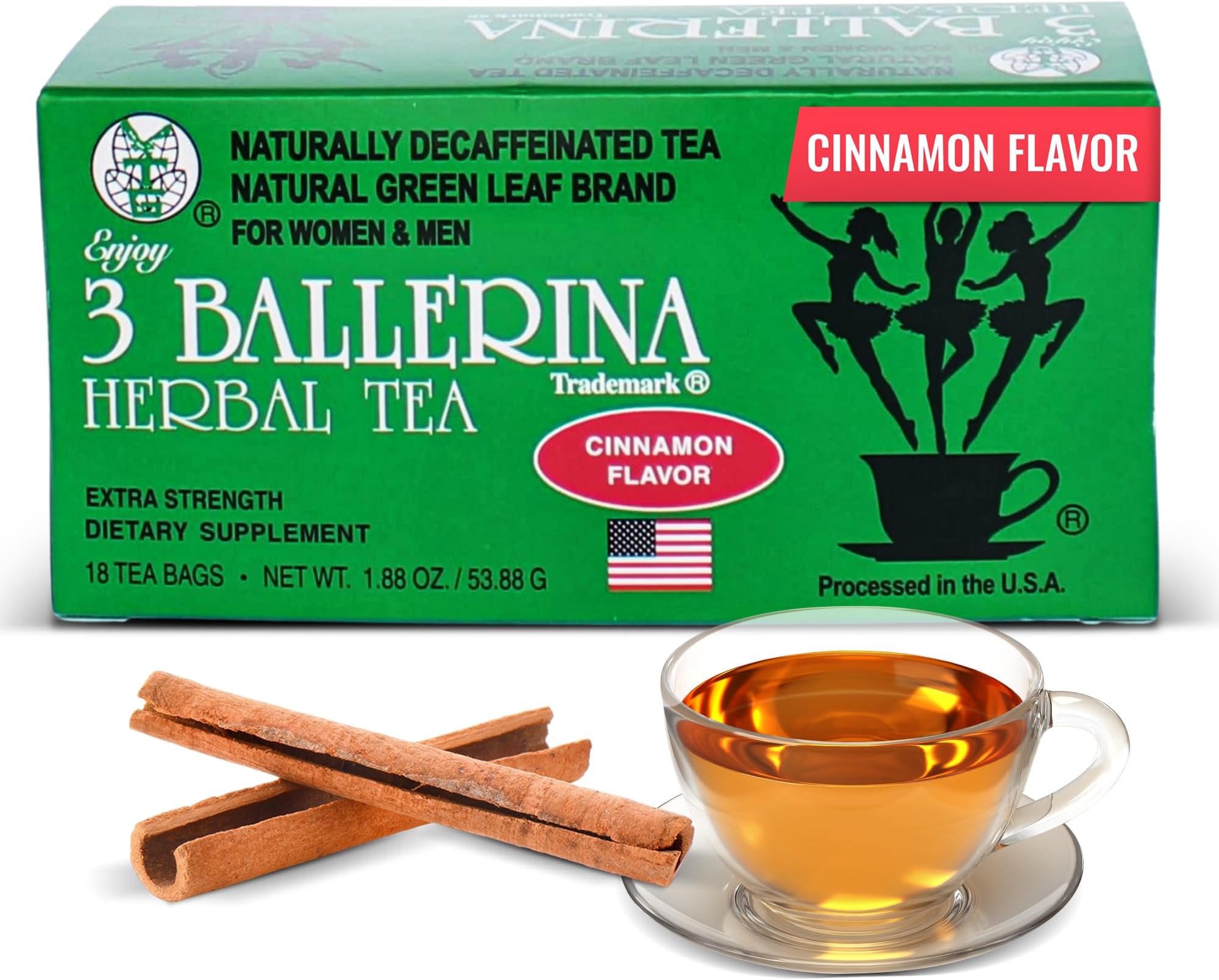 Diet Tea Extra Strength – Cinnamon Flavored Herbal Tea Bags for Digestive Comfort and Weight Maintenance – 18 Count
